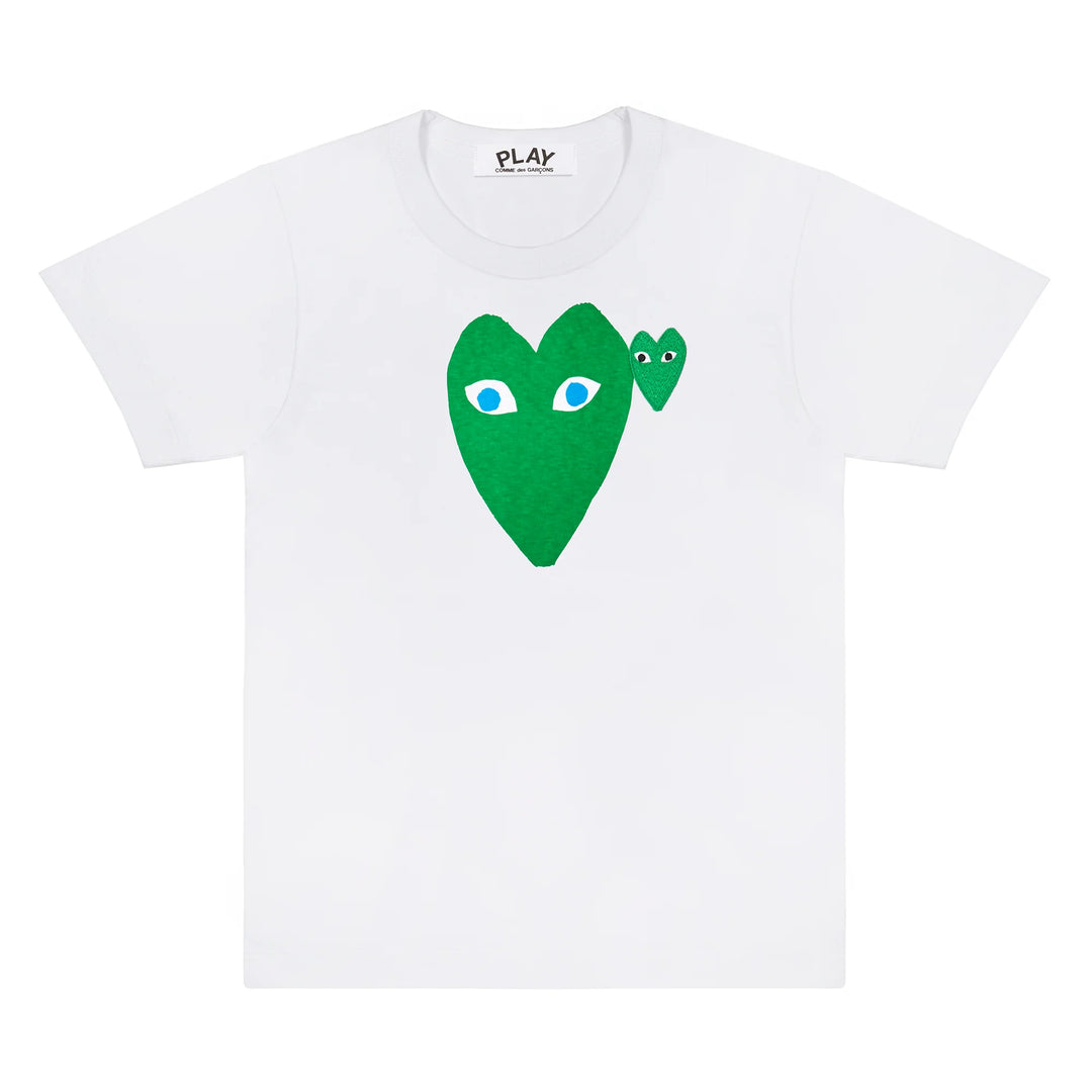 COMME DES GARCONS PLAY GREEN HEART WITH BLUE EYES T-SHIRT - White