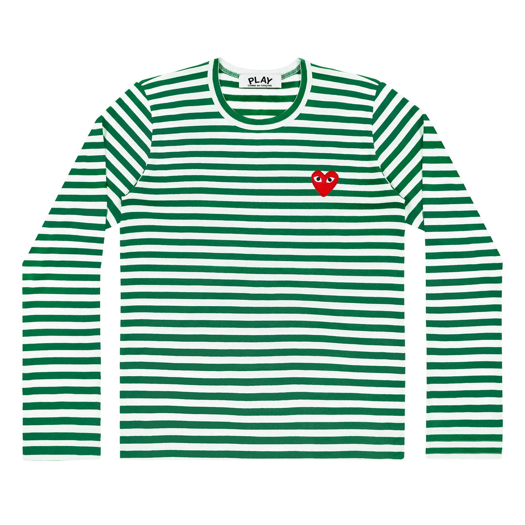 COMME DES GARCONS PLAY Striped Long-Sleeve T-Shirt - Green - AZ-T164-051-3