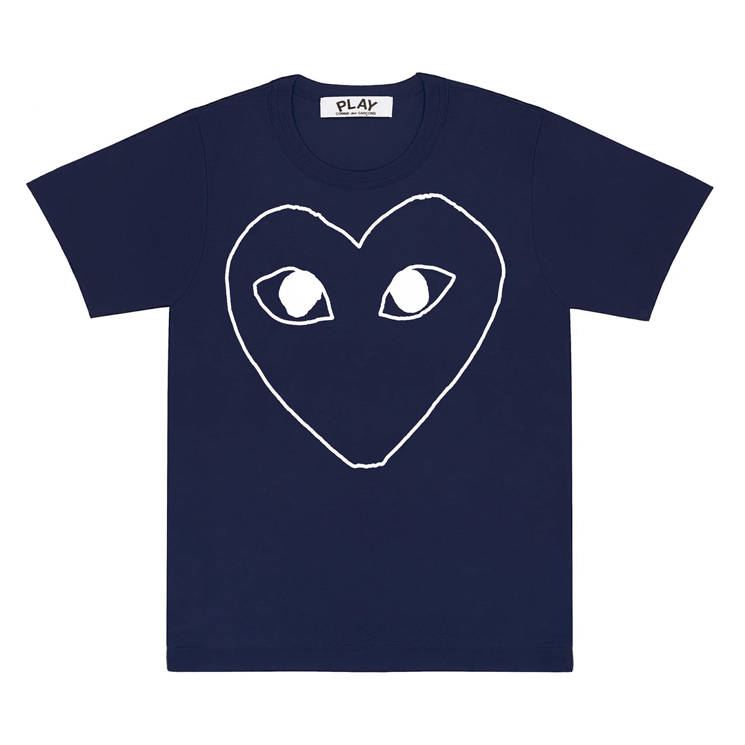 COMME DES GARCONS PLAY Heart Outline T-Shirt - Navy - AZ-T182-051-1