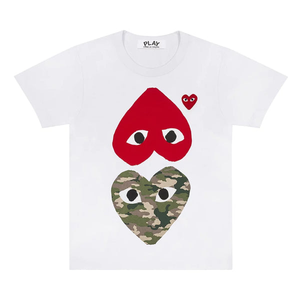 COMME DES GARCONS PLAY Upside Down Camo T-Shirt - White - AZ-T248