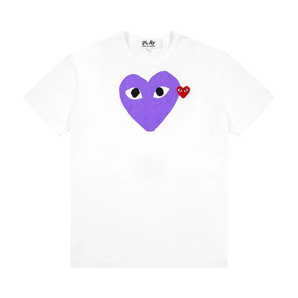 COMME DES GARCONS PLAY Red Emblem Heart T-Shirt - White/Purple - AZ-T106-051-1