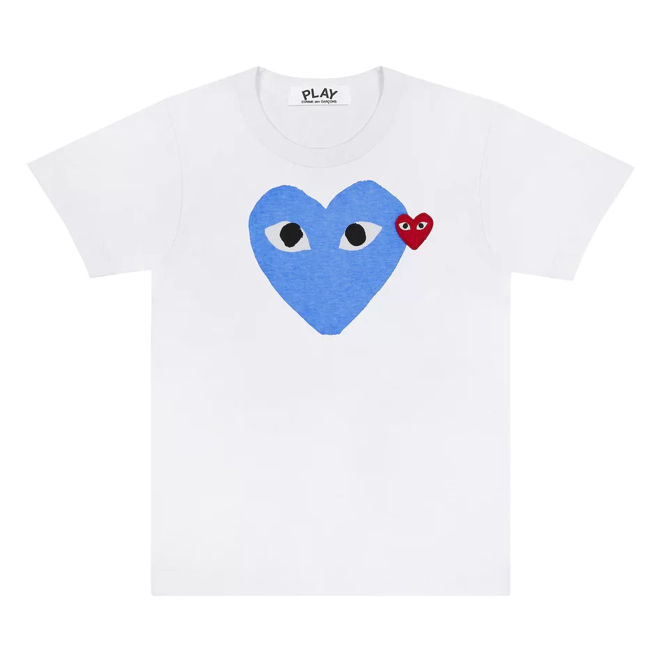 COMME DES GARCONS PLAY Red Emblem Heart T-Shirt - White/Blue - AZ-T106-051_2