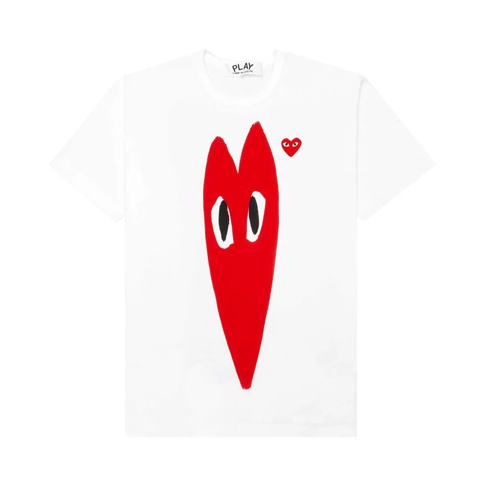 COMME DES GARCONS PLAY Red Emblem Long Heart T-Shirt - White - AZ-T224-051-1