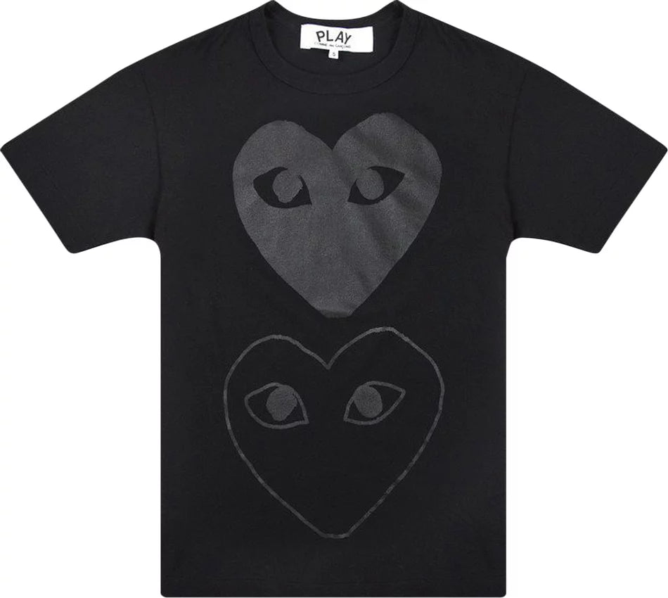 COMME DES GARCONS PLAY Double Hearts T-Shirt - Black/Black - AZ-T194-051-1