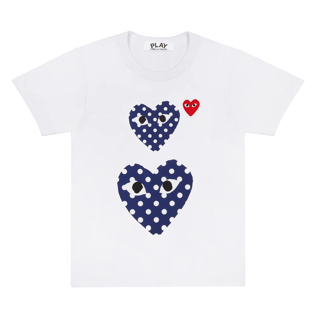 COMME DES GARCONS PLAY Polka Dot Double Heart T-Shirt - White - AZ-T238-051-1