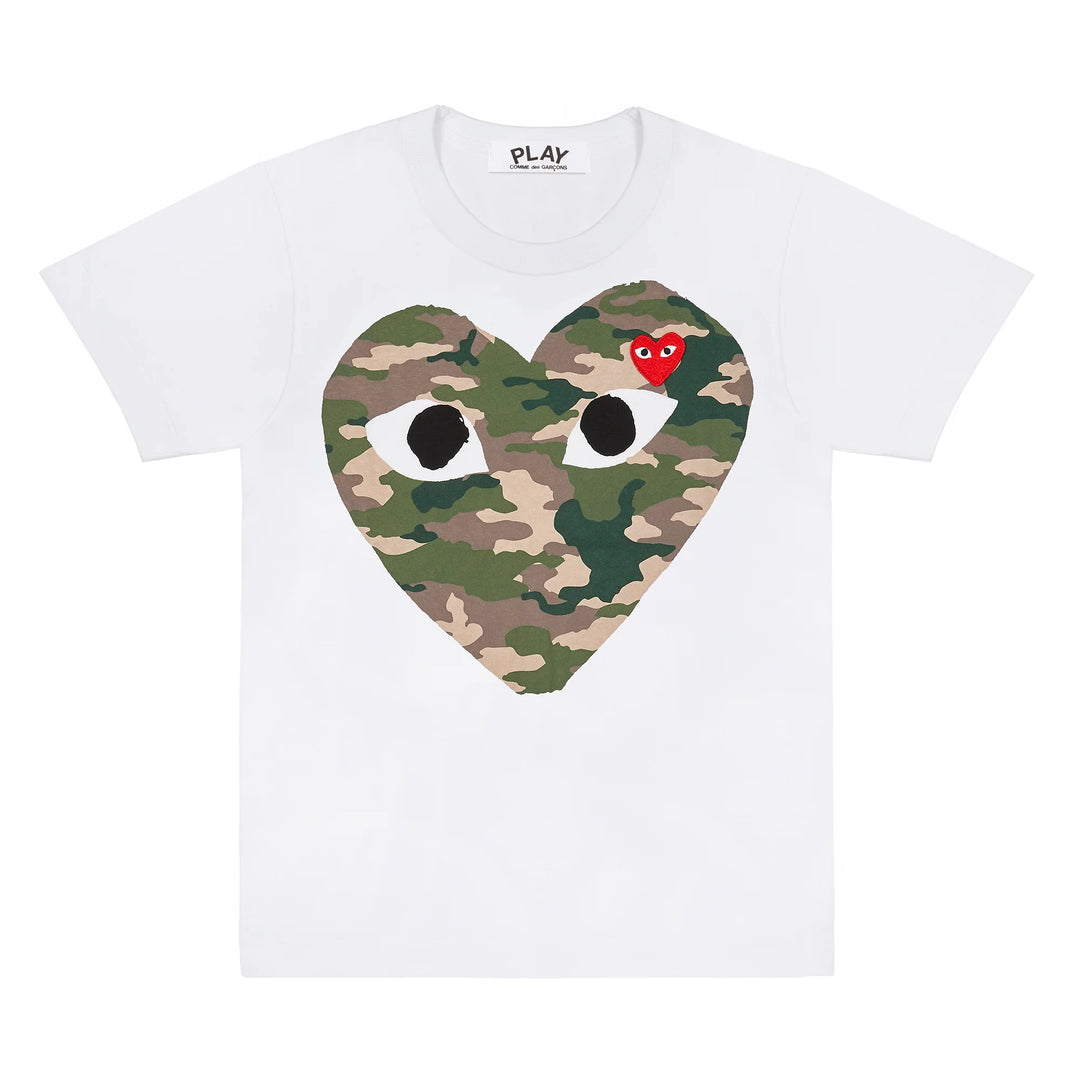 COMME DES GARCONS PLAY CAMOUFLAGE HEART T-SHIRT - White