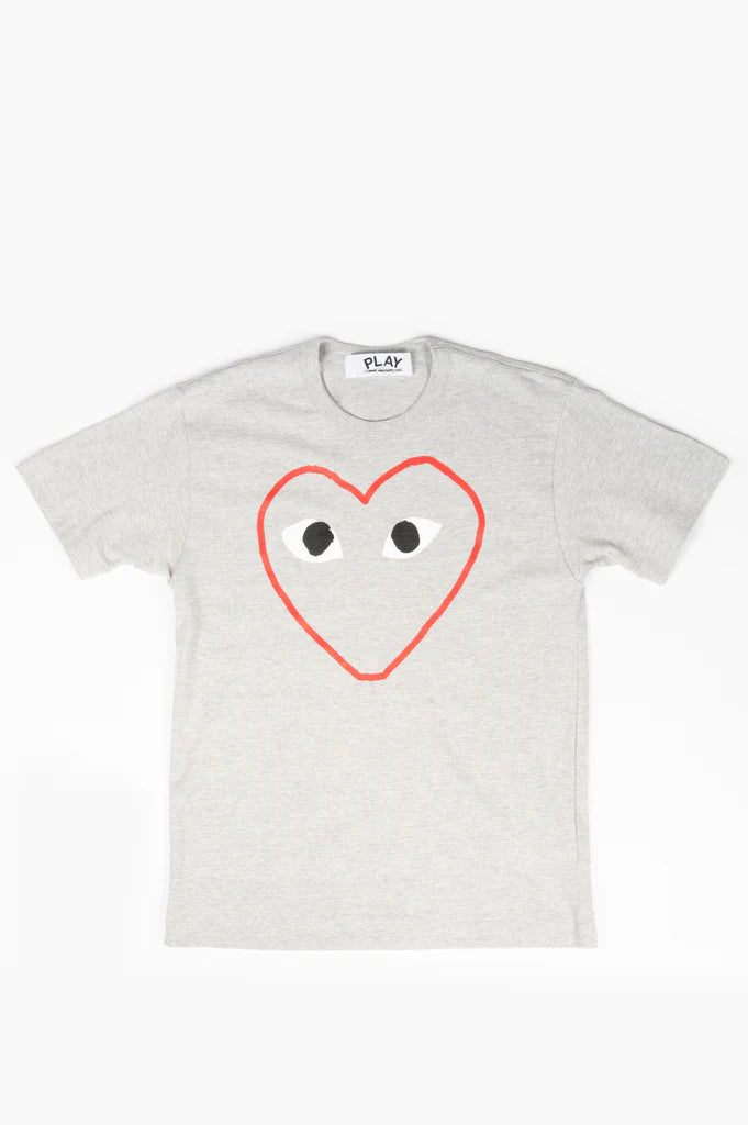 COMME DES GARCONS PLAY Outline Heart T-Shirt  - Grey - AZ-T266-051-1