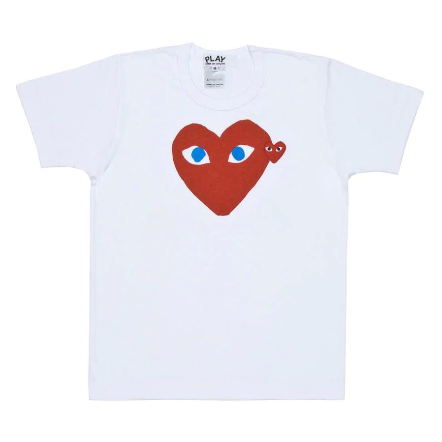 COMME DES GARCONS PLAY RED HEART WITH BLUE EYES T-SHIRT - White - AZ-T086-051-1