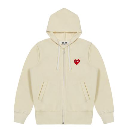 COMME DES GARCONS PLAY HOODED SWEATSHIRT RED HEART - Ivory