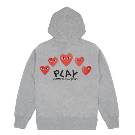 COMME DES GARCONS PLAY Hooded Sweatshirt with 5 Hearts - Grey