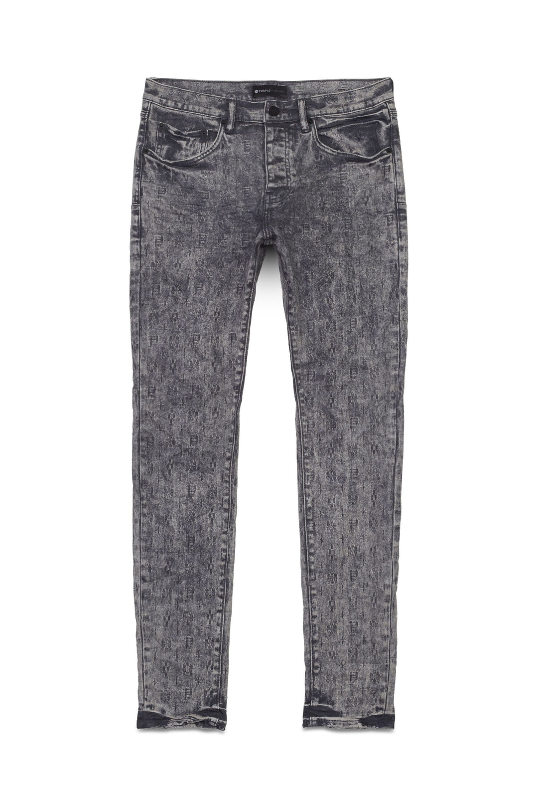 Purple Brand P001 Low Rise Skinny Jeans - Light Grey Film Jacquard