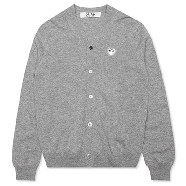 COMME DES GARCONS PLAY Neon Gray Cardigan White Heart - Light Grey