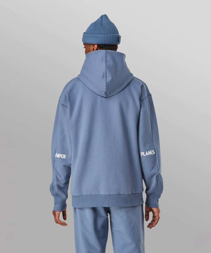Paper Planes Brushed Surface Fleece Hoodie - Stone Blue
