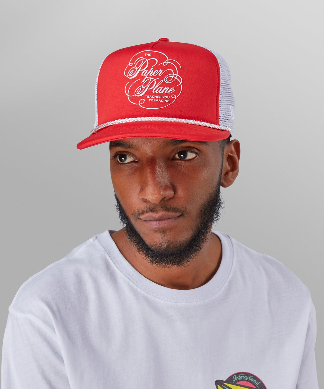 Paper Planes Script Trucker Hat Coral Red – Privei